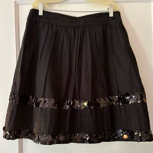 Ann Taylor LOFT pleated Black cotton skirt with Black sequins Size 4